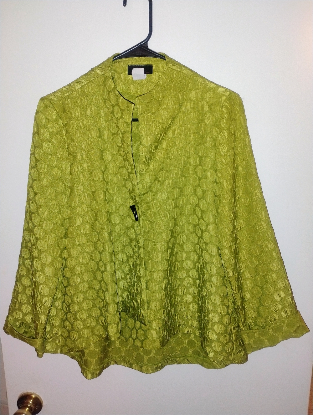 Textured Lime Green Button-Front Jacket